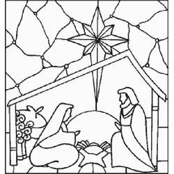 Coloriage Crèche sous une étoile éclatante