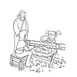 Coloriage Crèche avec la sainte famille à la mangeoire