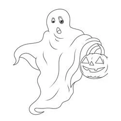 Coloriage Fantôme Halloween tenant une citrouille Coloriage Fantôme Halloween tenant une citrouille