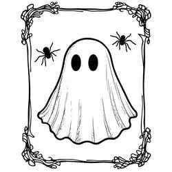 Coloriage Fantôme Halloween entouré de deux araignées Coloriage Fantôme Halloween entouré de deux araignées