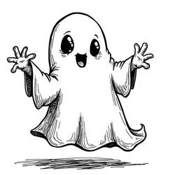 Coloriage Fantôme Halloween aux bras levés Coloriage Fantôme Halloween aux bras levés
