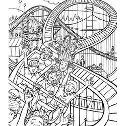 Coloriage Enfants dans des montagnes russes