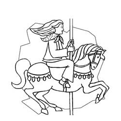 Coloriage Fillette sur un cheval de manège