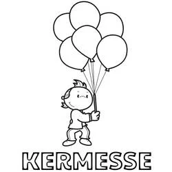 Coloriage Garçon tenant un bouquet de ballons à la kermesse