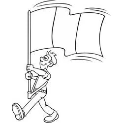 Coloriage Homme défilant avec un grand drapeau