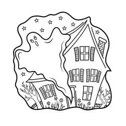 Coloriage Fantôme et maison hantée