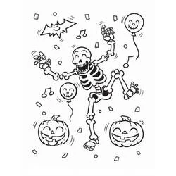 Coloriage Squelette heureux qui fait la fête