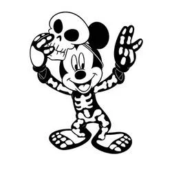 Coloriage Mickey à Halloween en costume squelette