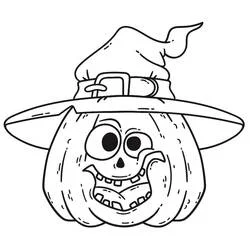 Coloriage Citrouille d'Halloween avec chapeau de sorcière