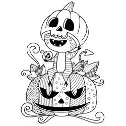 Coloriage Piles de citrouilles souriantes décorées pour Halloween