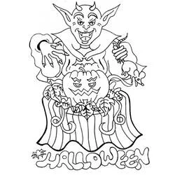 Coloriage Joyeux Halloween avec un vampire