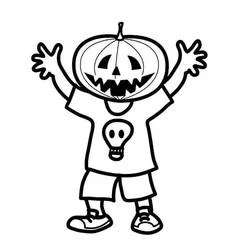 Coloriage Tête de citrouille à Halloween avec bras levés