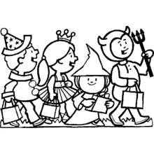 Coloriage Enfants déguisés pour Halloween