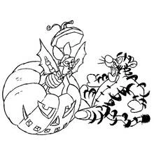 Coloriage Tigrou effrayé par une chauve-souris sortant d'une citrouille Coloriage Tigrou effrayé par une chauve-souris sortant d'une citrouille