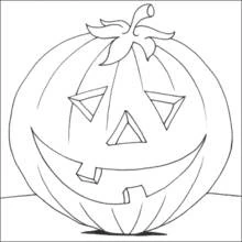 Coloriage Citrouille pleine page, tige bouclée et feuilles Coloriage Citrouille pleine page, tige bouclée et feuilles
