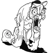 Coloriage Monstre effrayant avec un petit fantôme