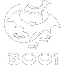 Coloriage Chauves-souris volantes avec le mot BOO