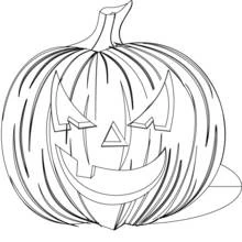Coloriage Citrouille d'Halloween sculptée souriante