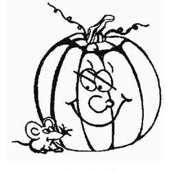 Coloriage Citrouille à lunettes et souris aux grandes oreilles