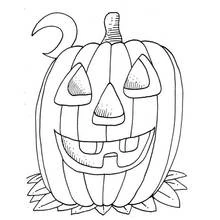 Coloriage Citrouille d'Halloween souriante avec lune