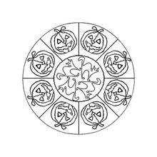 Coloriage Mandala Halloween avec citrouilles et chats