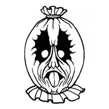 Coloriage Masque en toile de sac effrayant pour Halloween
