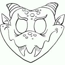 Coloriage Masque de monstre à cornes et crocs Coloriage Masque de monstre à cornes et crocs