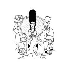 Coloriage La famille Simpson en costumes d'Halloween