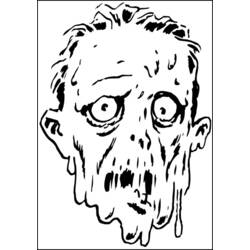 Coloriage Visage de zombie effrayant avec peau qui dégouline Coloriage Visage de zombie effrayant avec peau qui dégouline