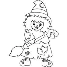 Coloriage Petite sorcière avec son balai Coloriage Petite sorcière avec son balai