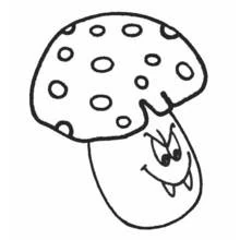 Coloriage Champignon souriant au chapeau tacheté