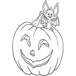 Coloriage Chauve-souris d'Halloween perchée sur une citrouille