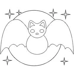 Coloriage Halloween Chauve Souris aux ailes déployées devant la lune