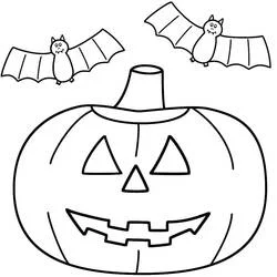 Coloriage Halloween Chauve Souris avec citrouille souriante