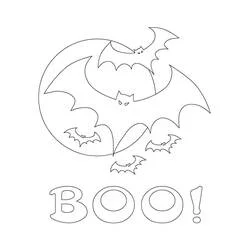 Coloriage Halloween chauve souris en groupe avec le mot BOO