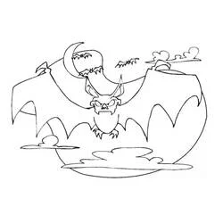 Coloriage Halloween Chauve Souris aux ailes déployées dans le ciel nocturne