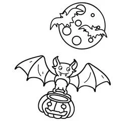 Coloriage Chauve-souris d'Halloween posée sur une citrouille