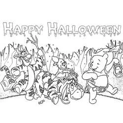 Coloriage Winnie l'Ourson et ses amis pour Halloween