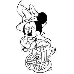 Coloriage Minnie Mouse en sorcière pour Halloween