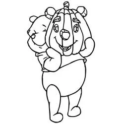 Coloriage Winnie l'ourson déguisé en citrouille