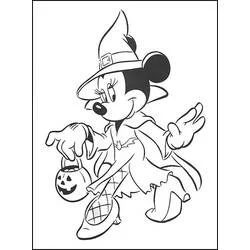 Coloriage Minnie Mouse déguisée en sorcière pour Halloween