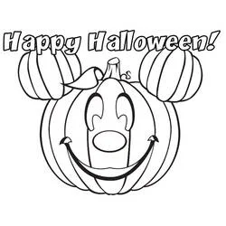 Coloriage Citrouille Mickey avec message Happy Halloween