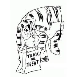 Coloriage Bourriquet déguisé en tigre pour Halloween