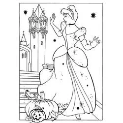 Coloriage Cendrillon descendant les escaliers du château