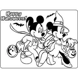 Coloriage Mickey et Minnie déguisés pour Halloween
