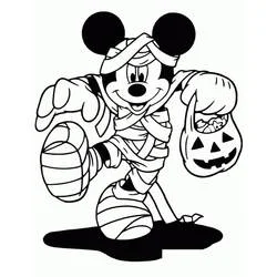 Coloriage Mickey déguisé en momie pour Halloween