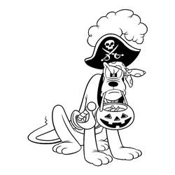 Coloriage Pluto en pirate avec seau citrouille