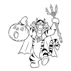 Coloriage Tigger déguisé en diable pour Halloween