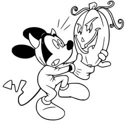 Coloriage Mickey Mouse avec une citrouille d'Halloween