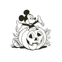 Coloriage Mickey sortant d'une citrouille d'Halloween